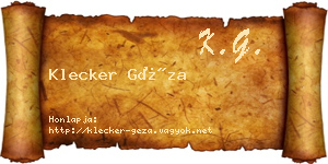 Klecker Géza névjegykártya