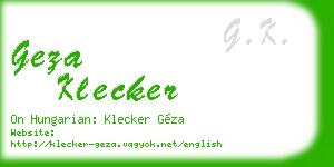 geza klecker business card